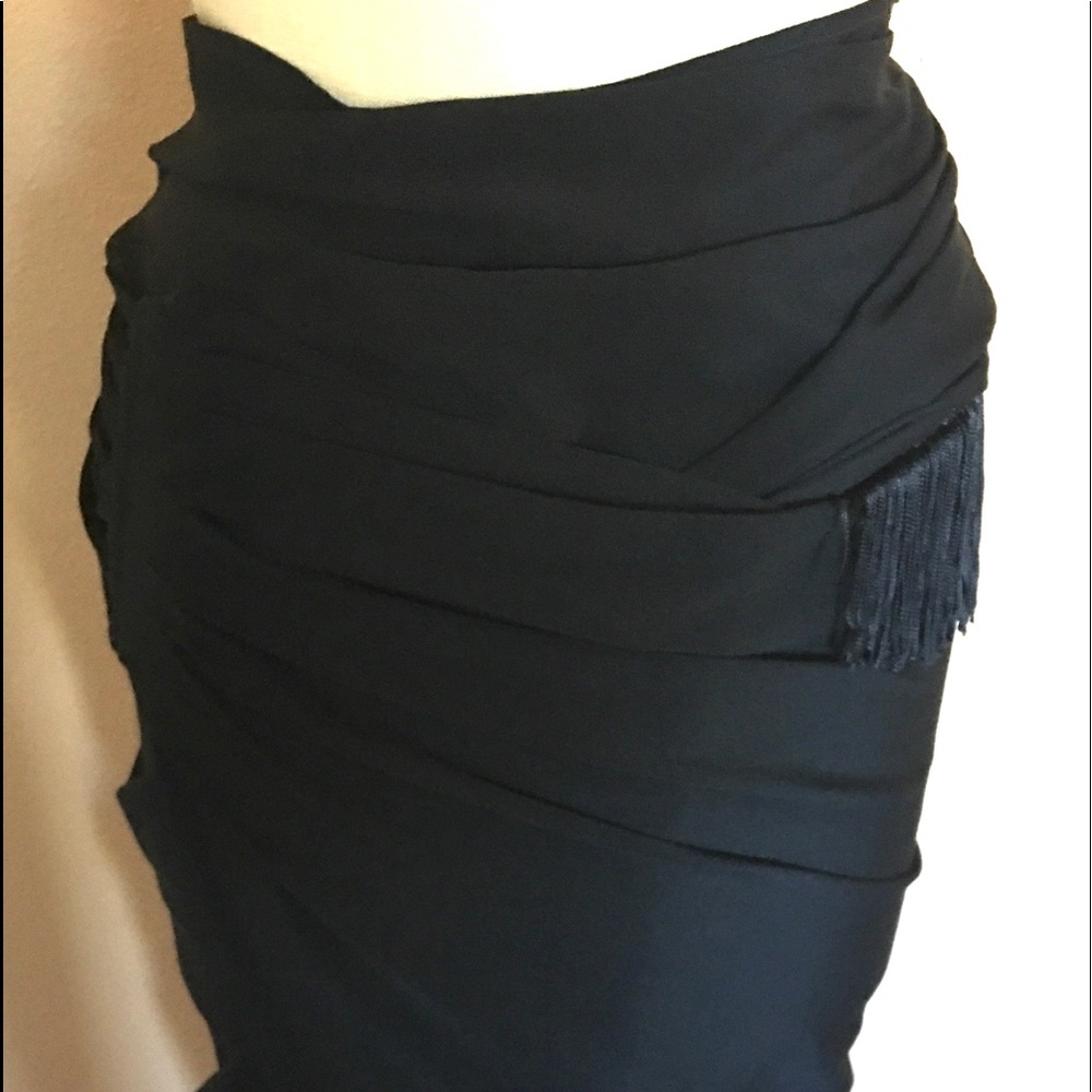 Vintage wrap skirt with fringe